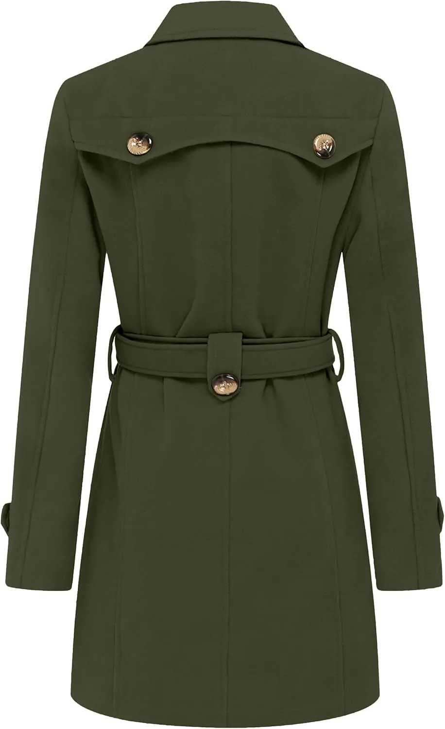 wantdo Women's Double Breasted Pea Coat Winter Mid-Long Trench Coat with Belt