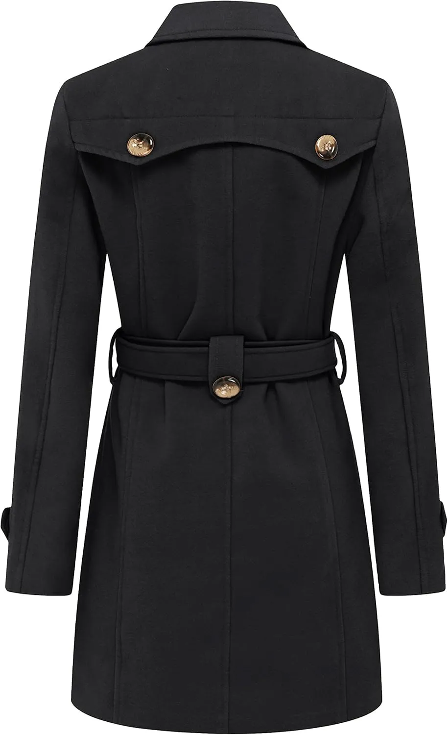 wantdo Women's Double Breasted Pea Coat Winter Mid-Long Trench Coat with Belt