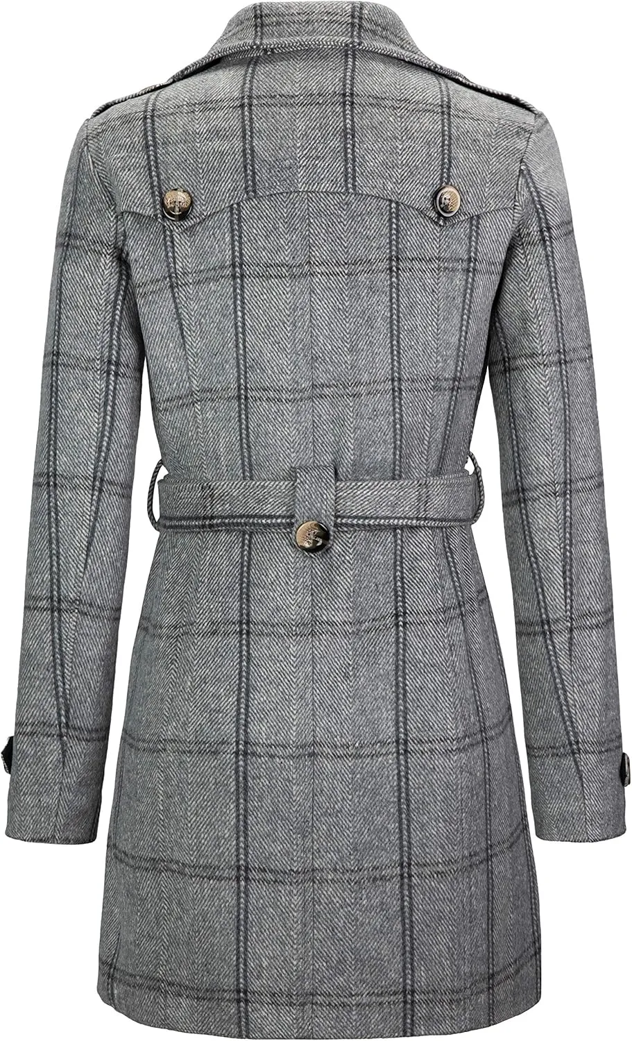 wantdo Women's Double Breasted Pea Coat Winter Mid-Long Trench Coat with Belt