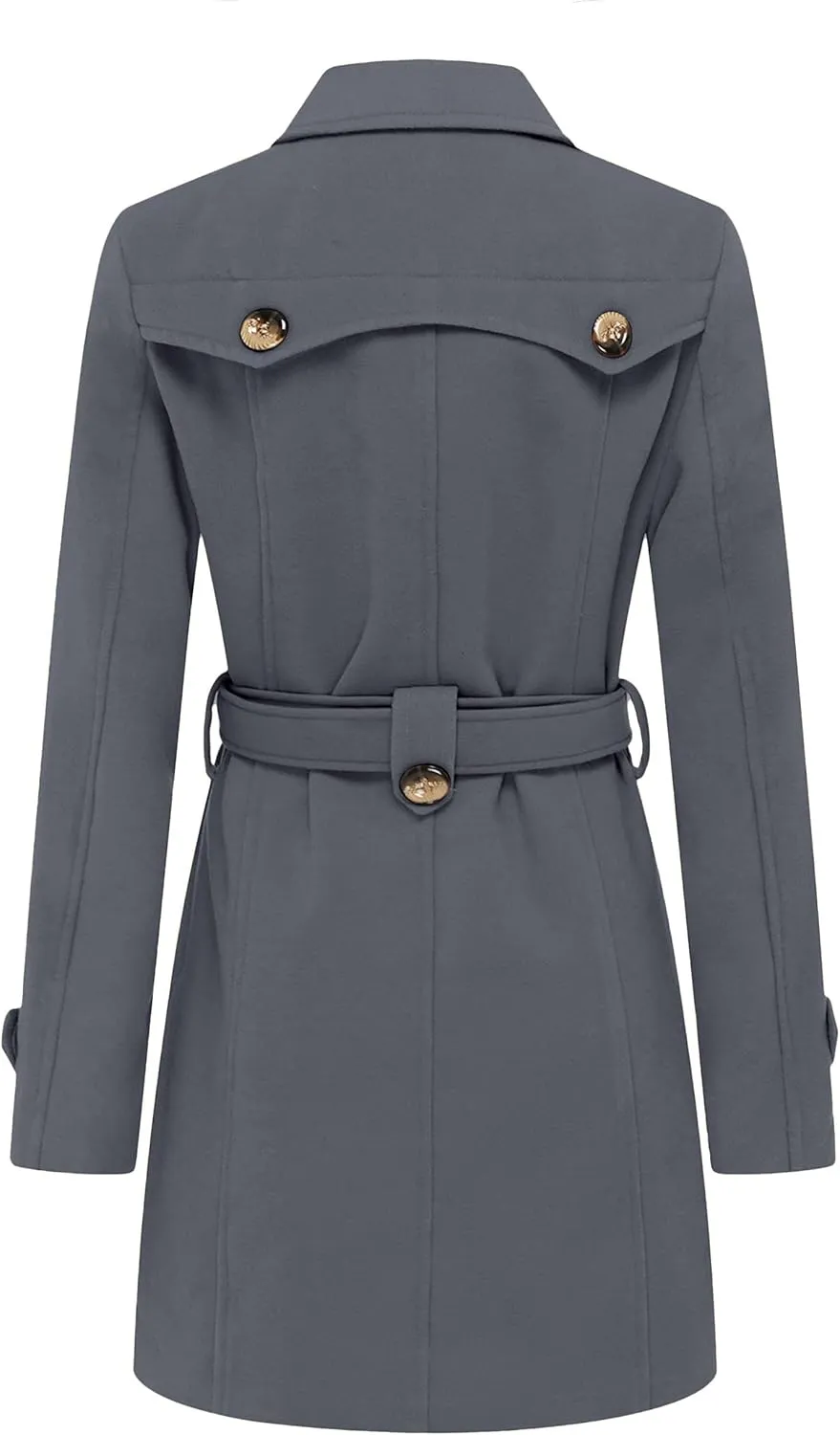 wantdo Women's Double Breasted Pea Coat Winter Mid-Long Trench Coat with Belt