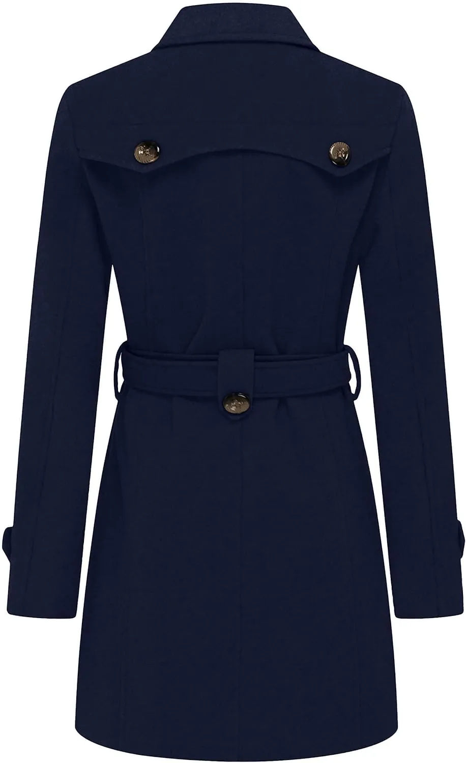 wantdo Women's Double Breasted Pea Coat Winter Mid-Long Trench Coat with Belt