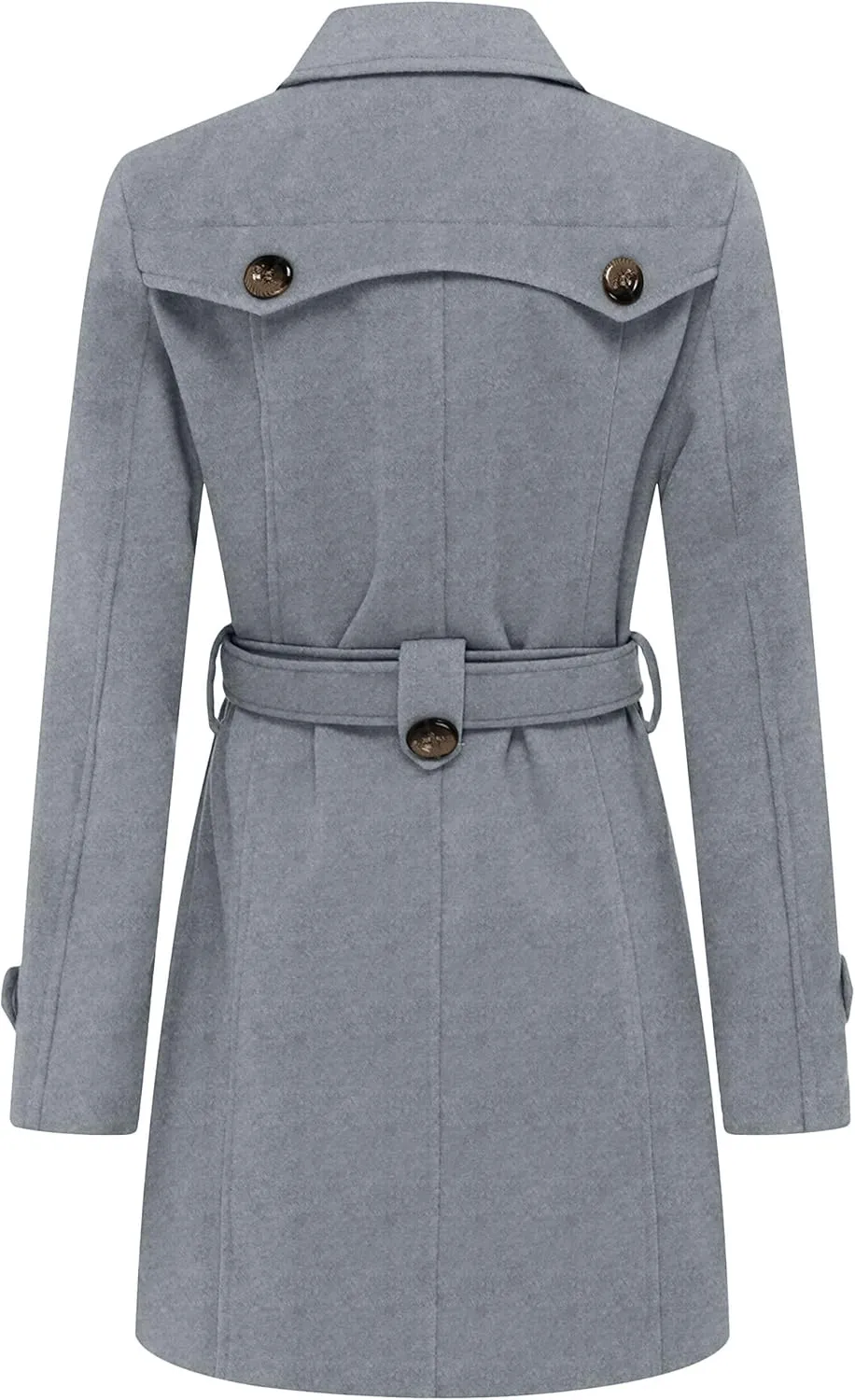wantdo Women's Double Breasted Pea Coat Winter Mid-Long Trench Coat with Belt