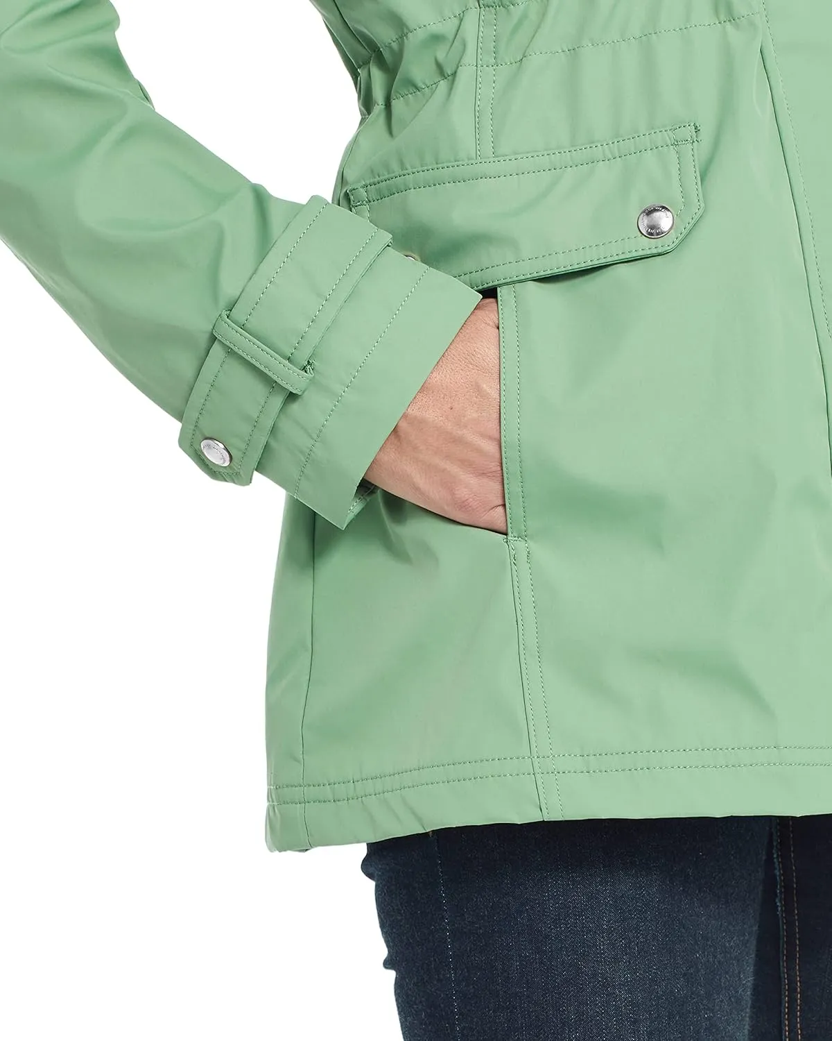 Weatherproof Womens Raincoat Anorak Lightweight Softshell Water Resistant Trenchcoat Rain Jacket with Detachable Hood