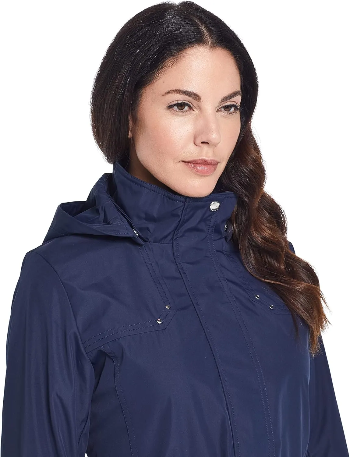 Weatherproof Womens Raincoat Anorak Lightweight Softshell Water Resistant Trenchcoat Rain Jacket with Detachable Hood