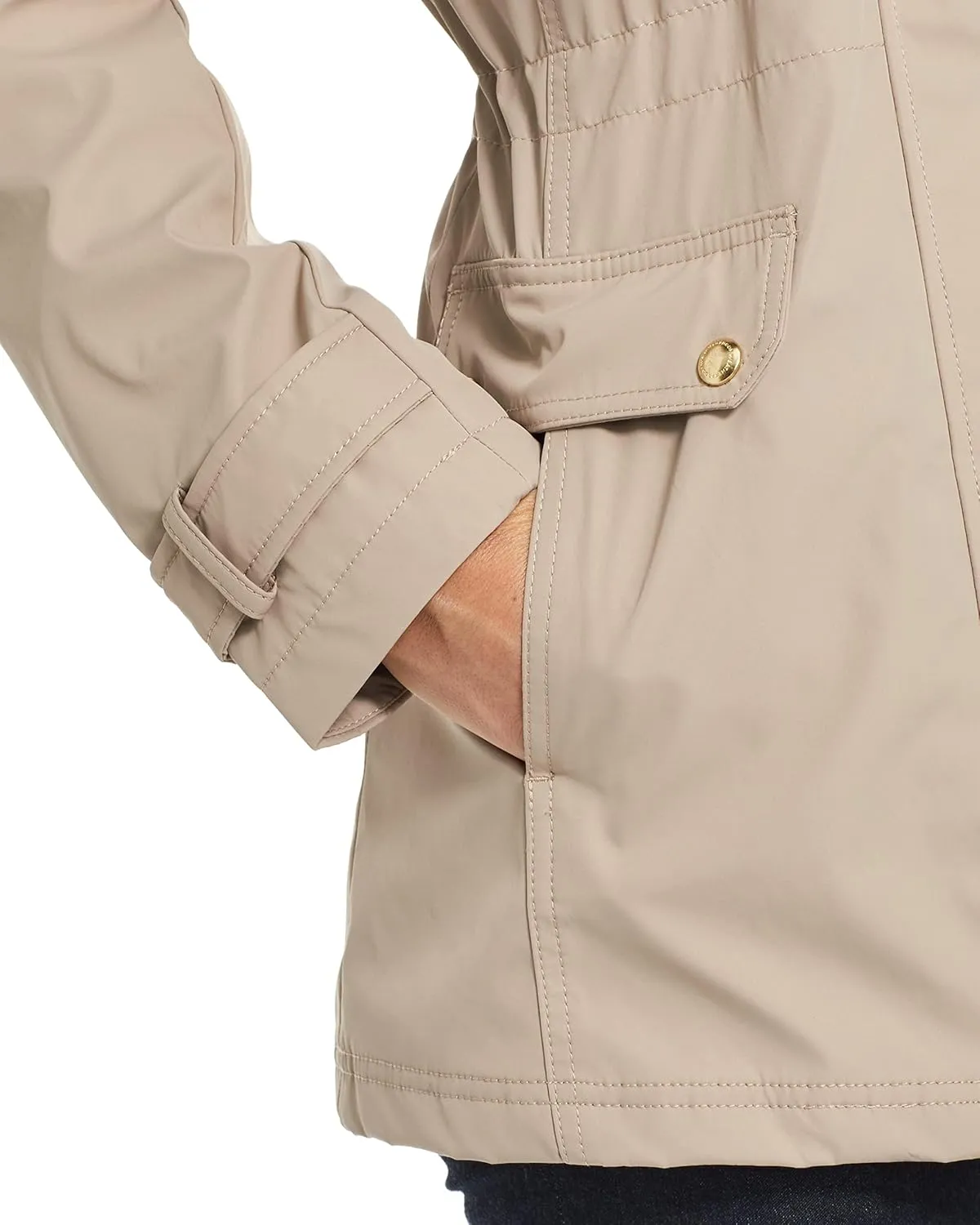 Weatherproof Womens Raincoat Anorak Lightweight Softshell Water Resistant Trenchcoat Rain Jacket with Detachable Hood