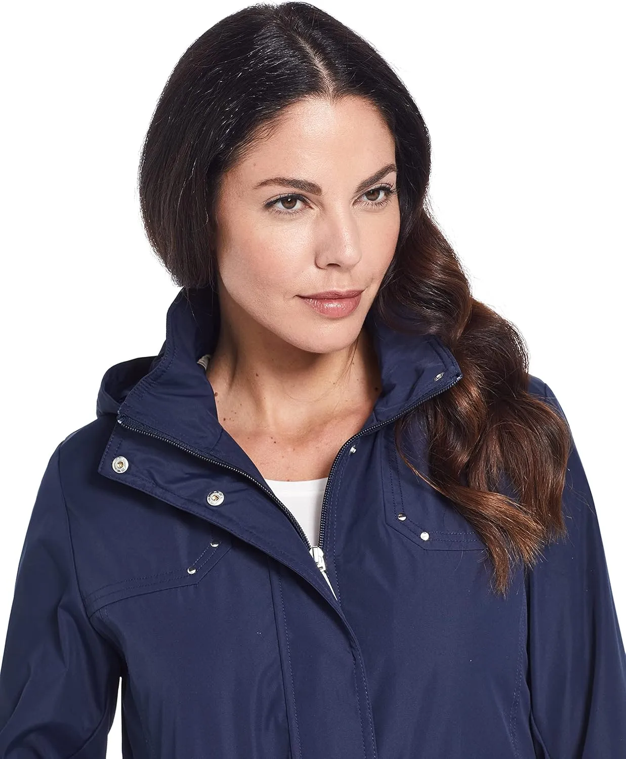 Weatherproof Womens Raincoat Anorak Lightweight Softshell Water Resistant Trenchcoat Rain Jacket with Detachable Hood