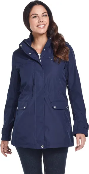 Weatherproof Womens Raincoat Anorak Lightweight Softshell Water Resistant Trenchcoat Rain Jacket with Detachable Hood