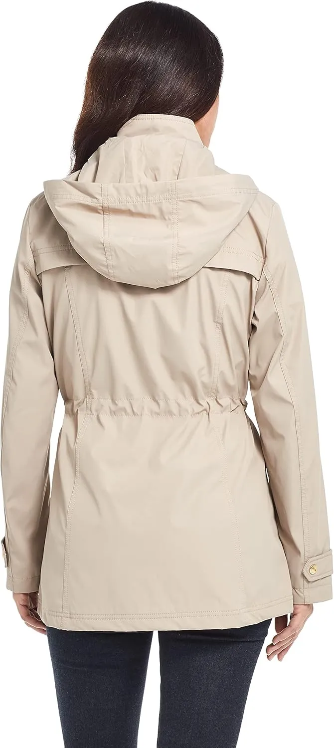 Weatherproof Womens Raincoat Anorak Lightweight Softshell Water Resistant Trenchcoat Rain Jacket with Detachable Hood