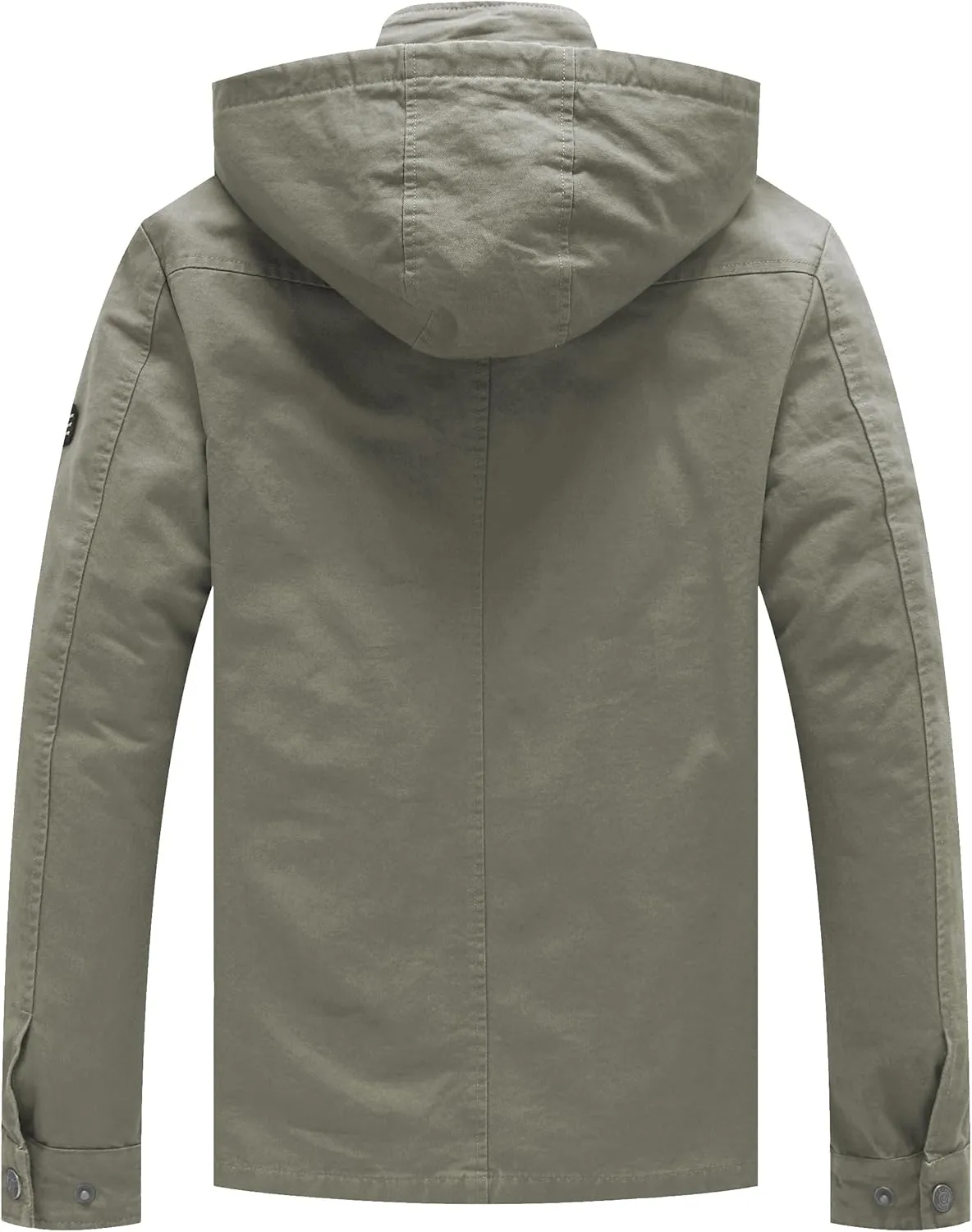 WenVen Men's Casual Canvas Cotton Jacket Hooded Military Utility Jacket