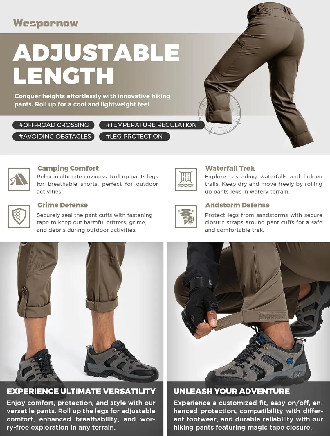 Wespornow Men's-Hiking-Pants Lightweight Water Resistant Quick Dry Outdoor Pants for Fishing Travel Camping