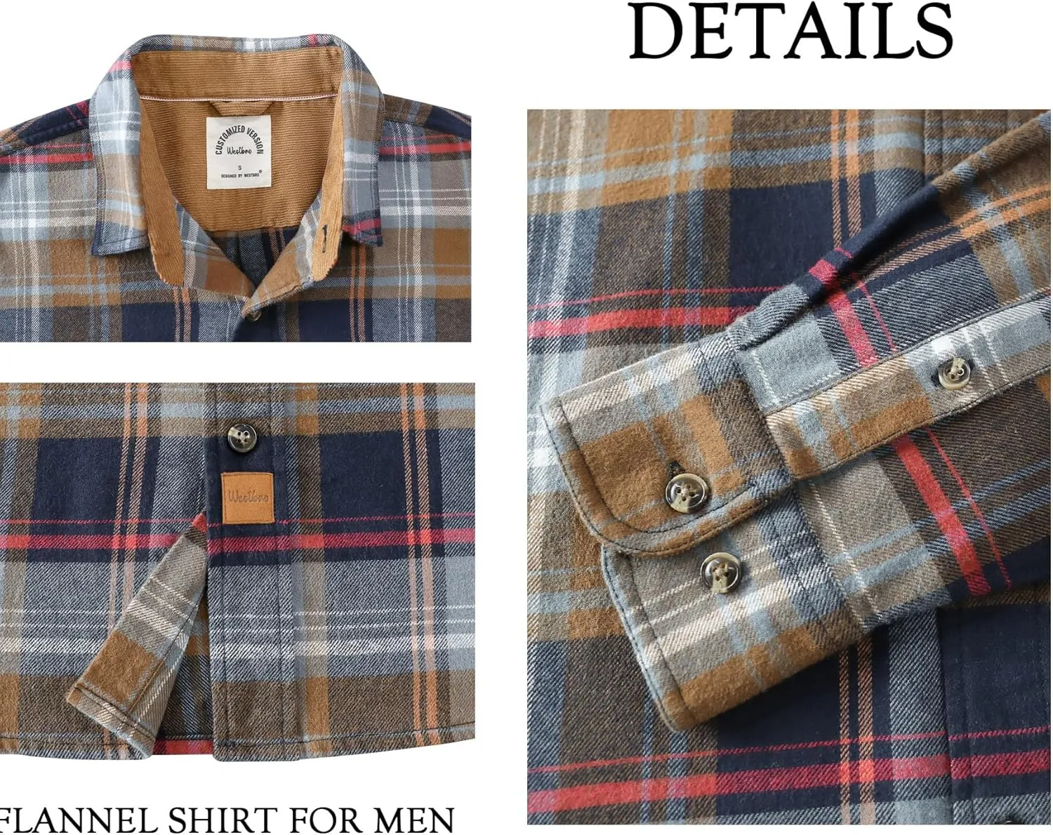 Westbro? Mens Flannel Shirts Long Sleeve Button Down Flannel Shirt for Men Plaid Shirt Mens Button Up Shirts Long Sleeve