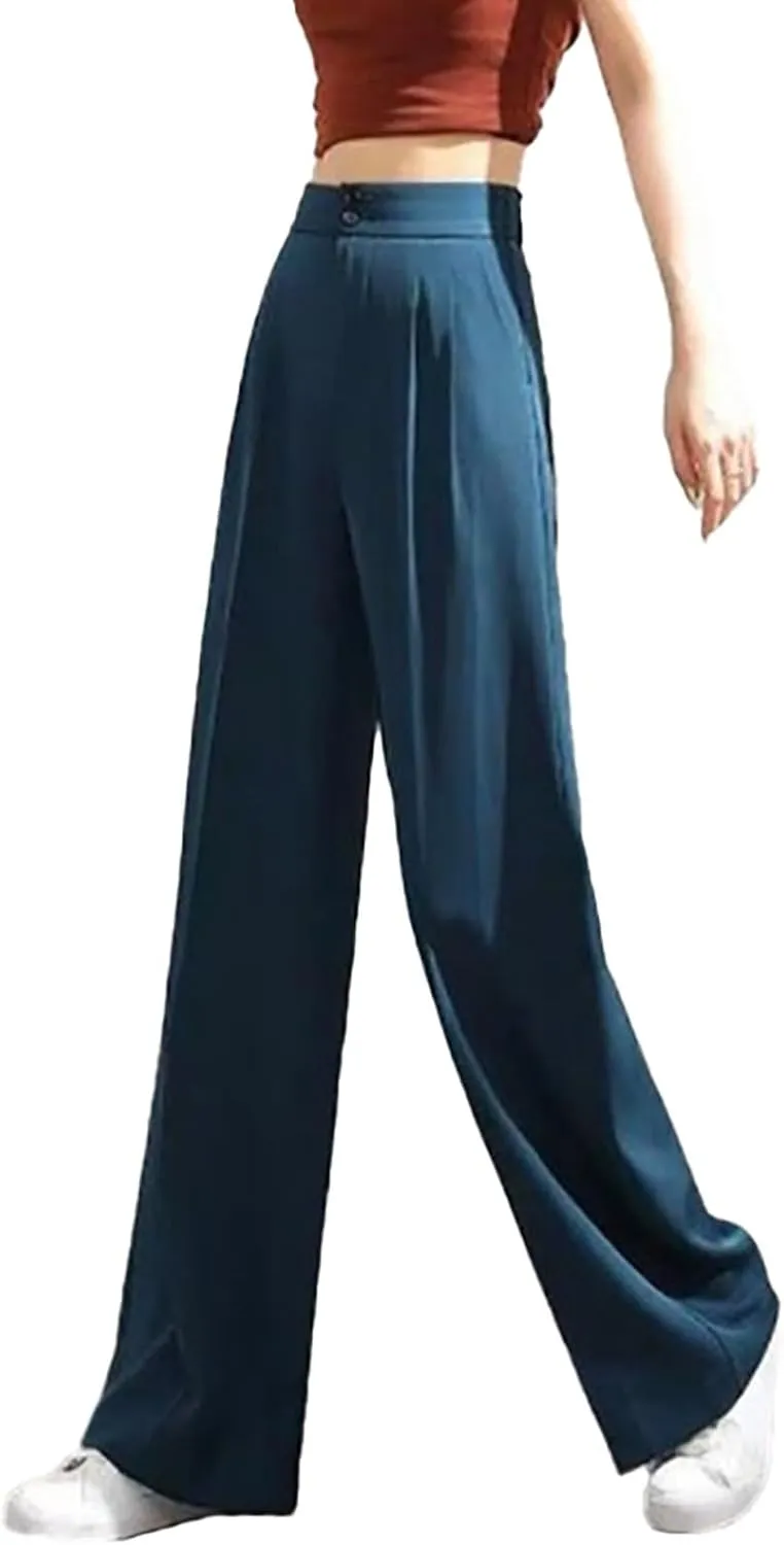 Wide Leg Pants for Women Winter Stretchy Vacation Pants with Pockets Straight Leg Water Resistant