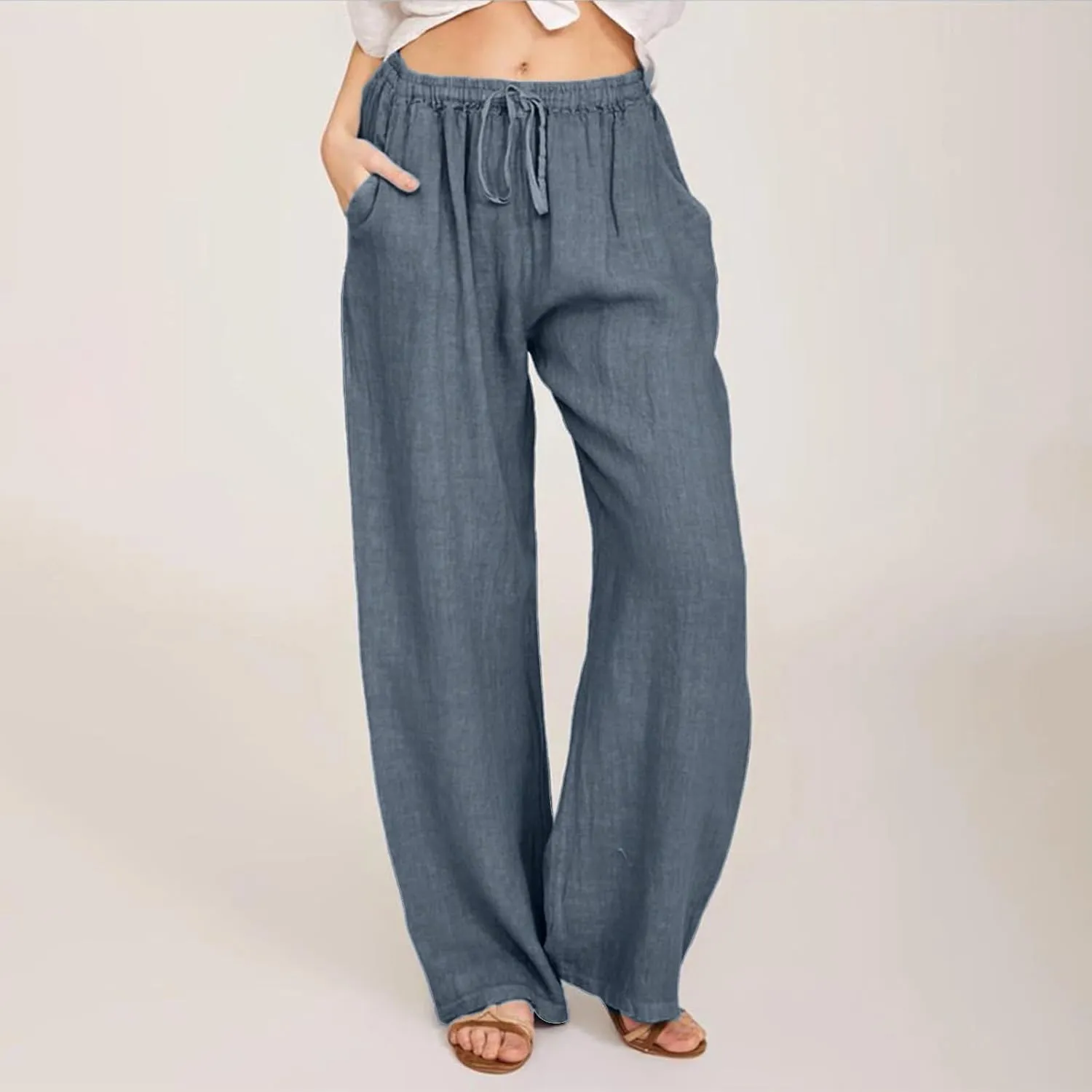 Wide Leg Sweatpants Winter Opaque Yoga Slacks with Pockets Barrel Pants Water Resistant