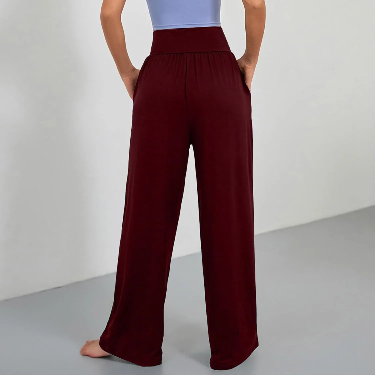Wide Leg Yoga Pants for Women Business Casual Pant Tummy Control High Waisted Work Trousers Track Pants with Pockets