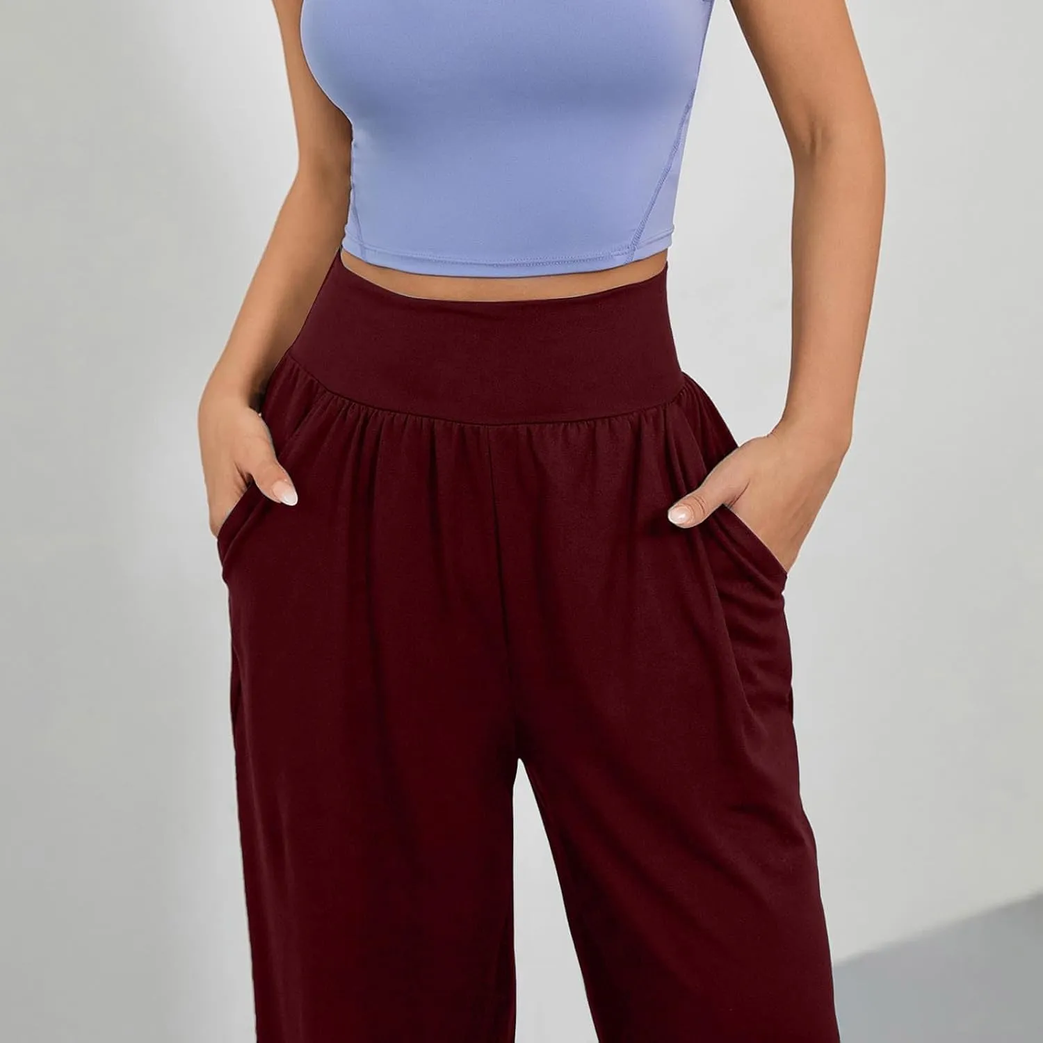Wide Leg Yoga Pants for Women Business Casual Pant Tummy Control High Waisted Work Trousers Track Pants with Pockets