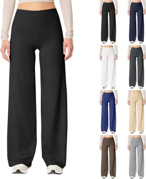 Wide Leg Yoga Pants for Women Elastic High Waisted Lounge Pants Slim Fit Leggings Pull on Trousers Straight Leg Casual Pants