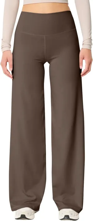 Wide Leg Yoga Pants for Women Elastic High Waisted Lounge Pants Slim Fit Leggings Pull on Trousers Straight Leg Casual Pants