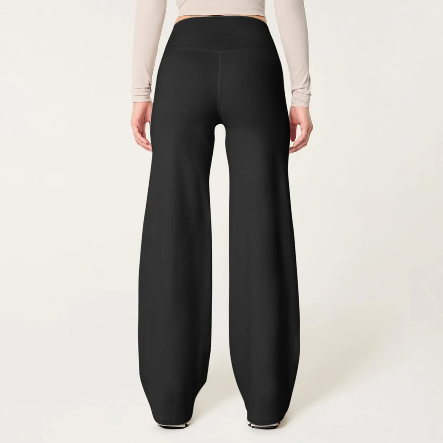 Wide Leg Yoga Pants for Women Elastic High Waisted Lounge Pants Slim Fit Leggings Pull on Trousers Straight Leg Casual Pants