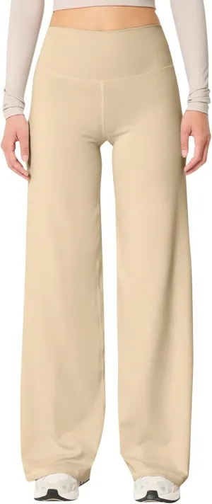 Wide Leg Yoga Pants for Women Elastic High Waisted Lounge Pants Slim Fit Leggings Pull on Trousers Straight Leg Casual Pants