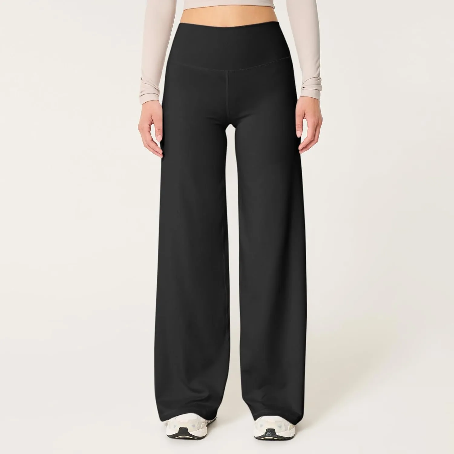 Wide Leg Yoga Pants for Women Elastic High Waisted Lounge Pants Slim Fit Leggings Pull on Trousers Straight Leg Casual Pants