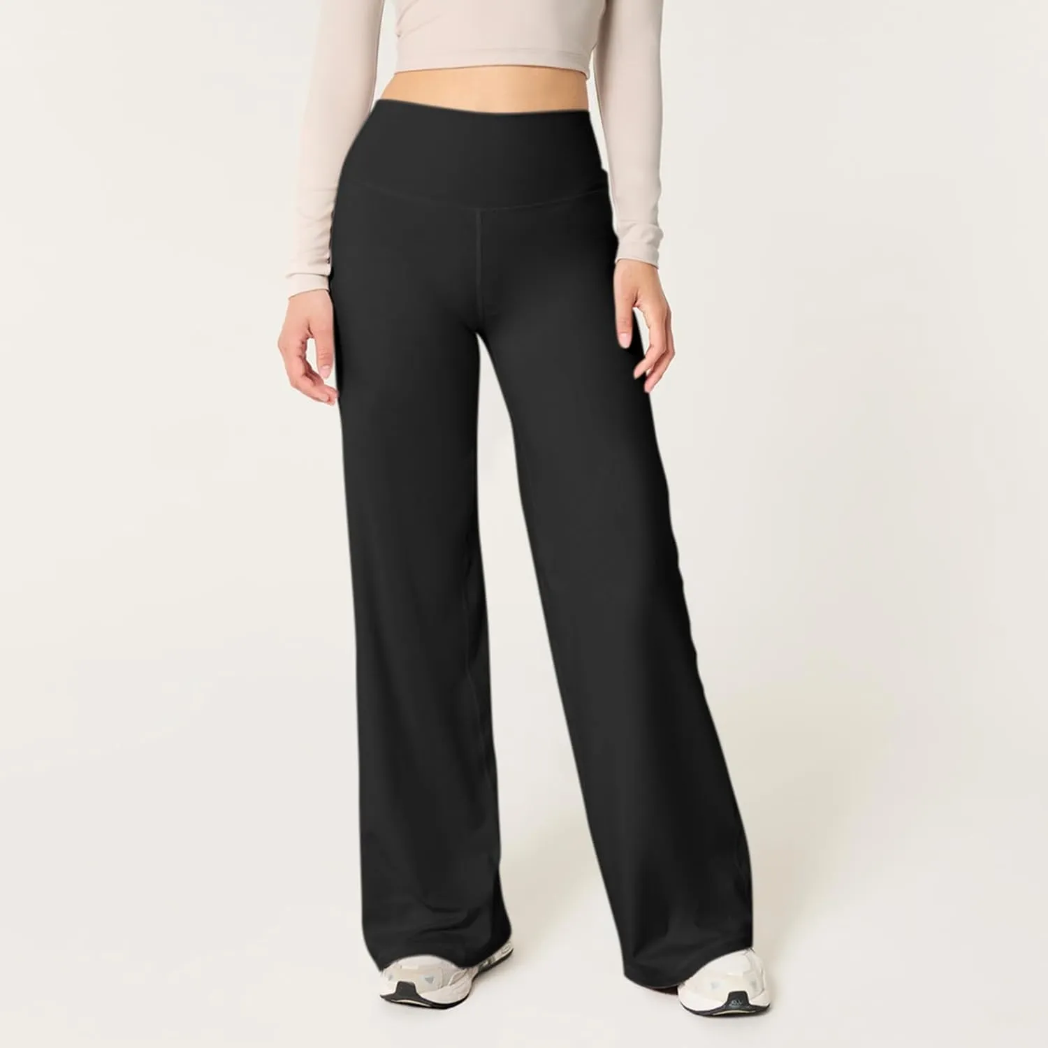 Wide Leg Yoga Pants for Women Elastic High Waisted Lounge Pants Slim Fit Leggings Pull on Trousers Straight Leg Casual Pants