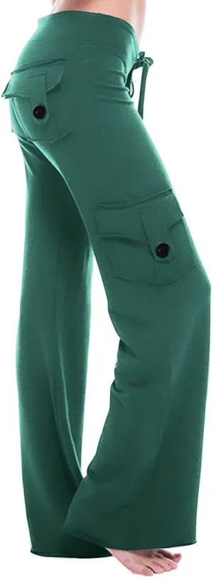 Wide Leg Yoga Pants for Women High Waisted Cargo Bootcut Yoga Pants with Pockets Summer Plus Size Flare Workout Pants