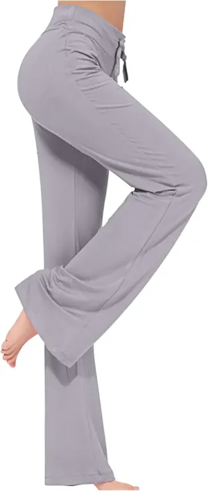 Wide Leg Yoga Pants Women Drawstring High Waist Tummy Control Lounge Trouser Bootcut Comfy Pants Gym Workout Leggings