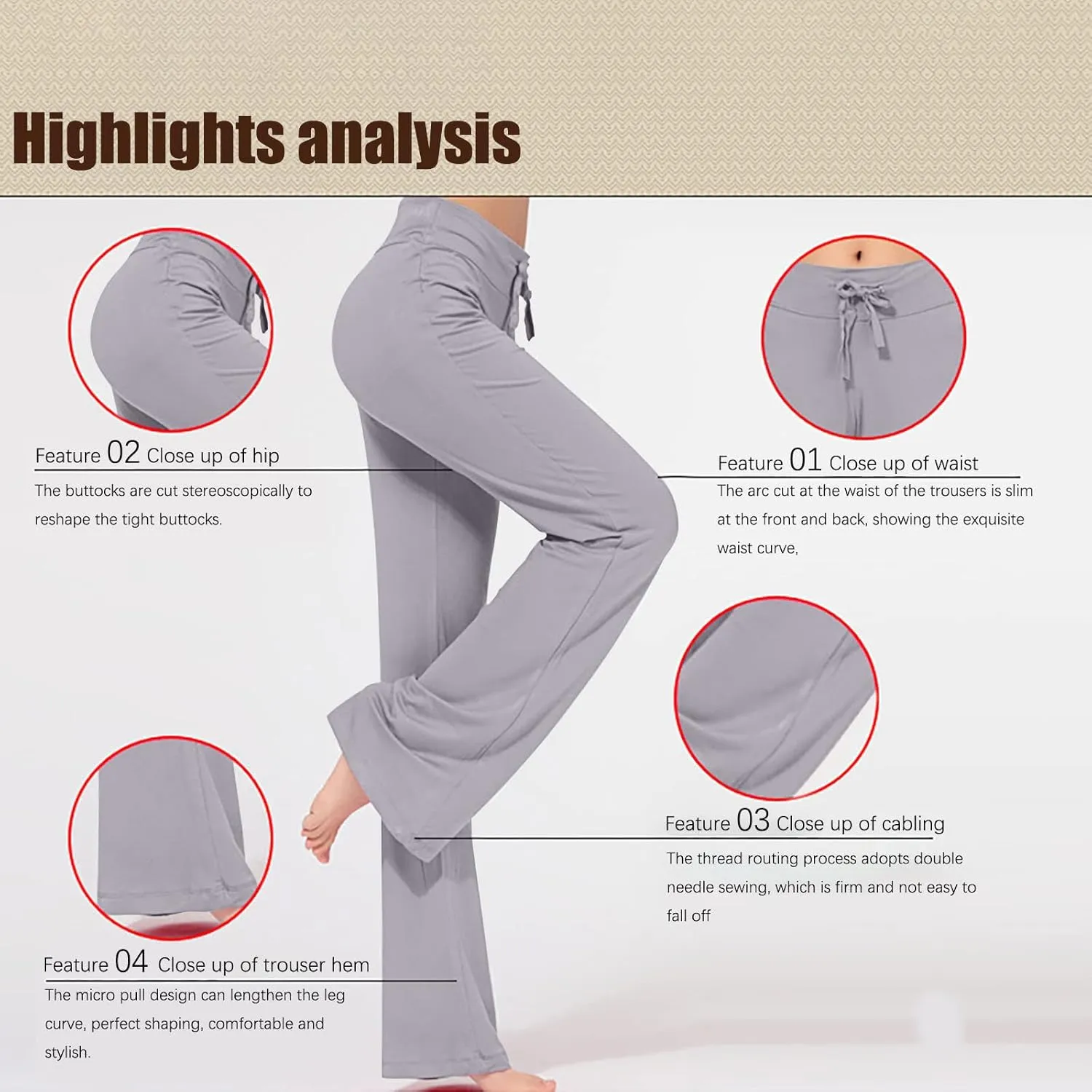 Wide Leg Yoga Pants Women Drawstring High Waist Tummy Control Lounge Trouser Bootcut Comfy Pants Gym Workout Leggings