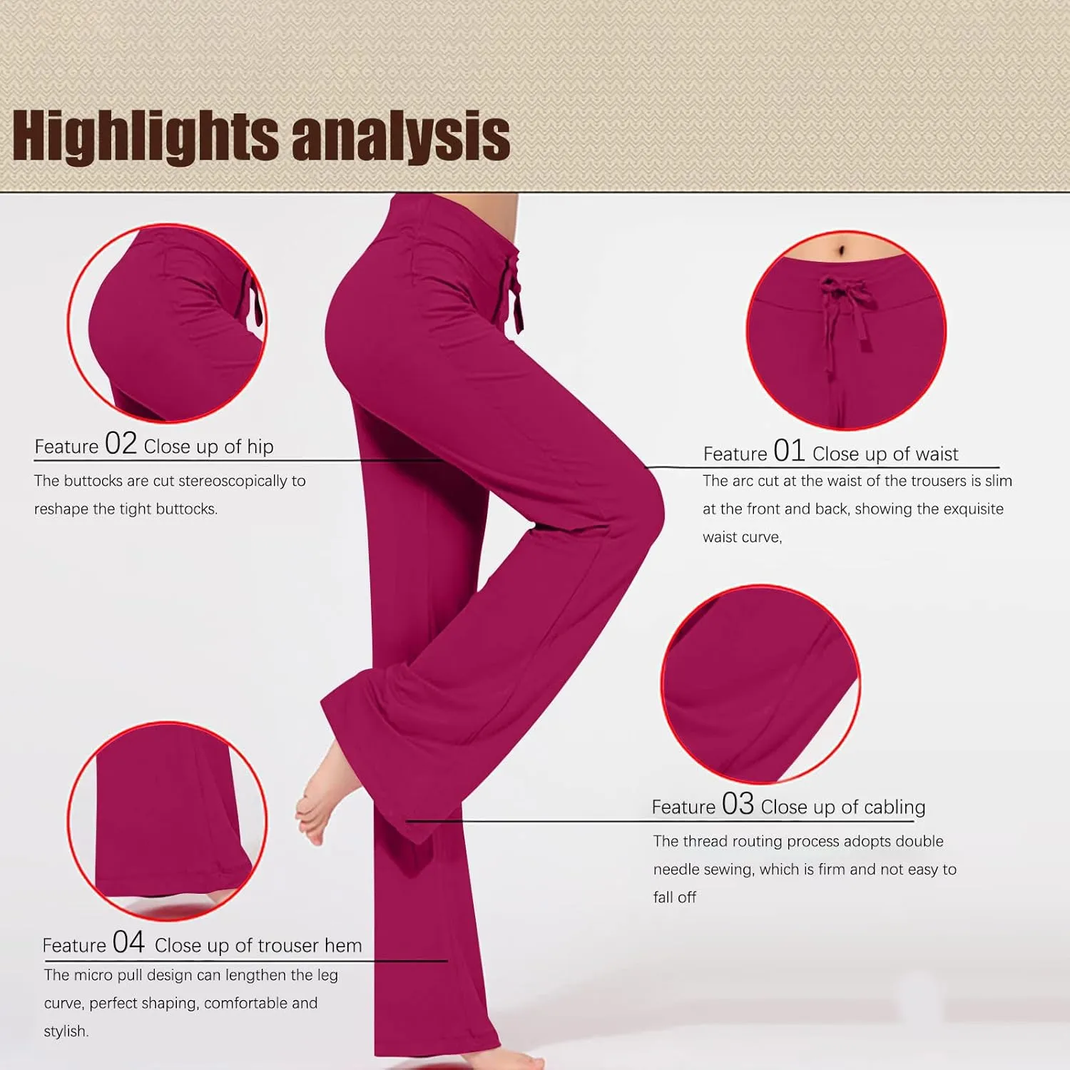 Wide Leg Yoga Pants Women Drawstring High Waist Tummy Control Lounge Trouser Bootcut Comfy Pants Gym Workout Leggings
