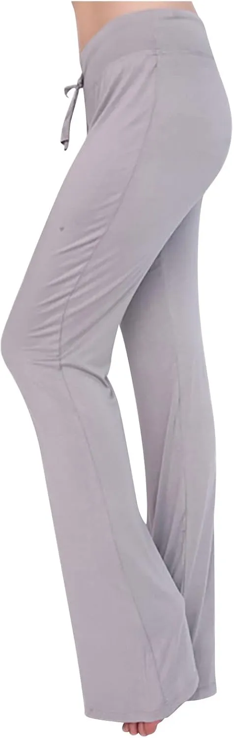 Wide Leg Yoga Pants Women Drawstring High Waist Tummy Control Lounge Trouser Bootcut Comfy Pants Gym Workout Leggings