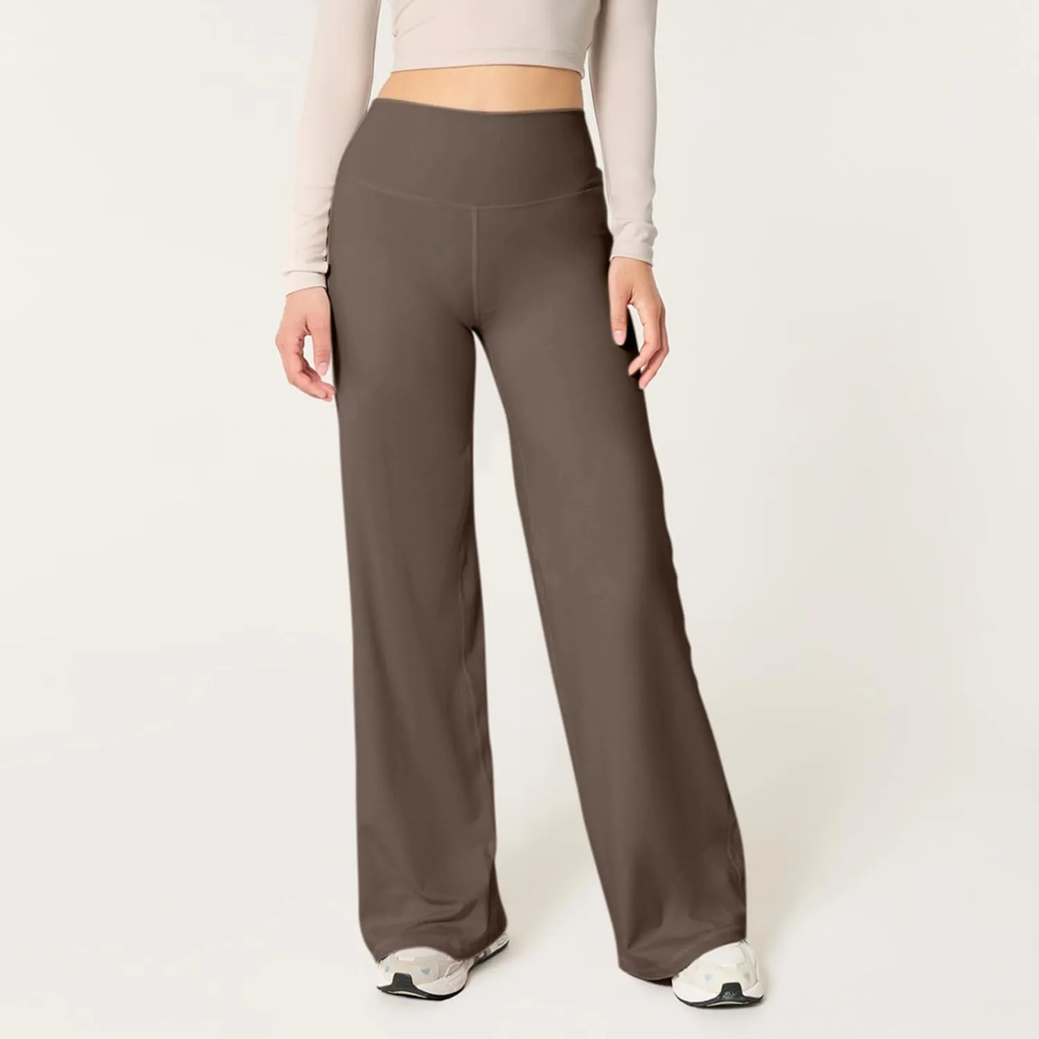 Wide Leg Yoga Pants Women Elastic High Waisted Lounge Pants Slim Fit Leggings Pull on Trousers Straight Leg Casual Pants