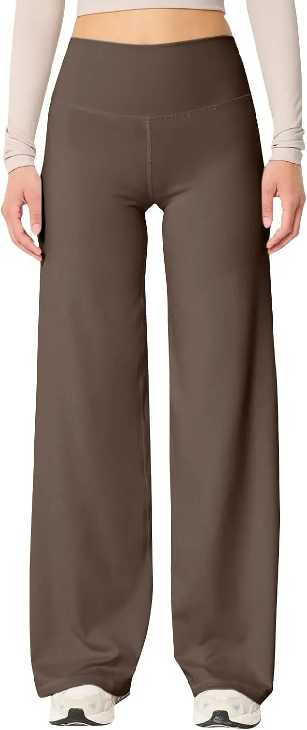 Wide Leg Yoga Pants Women Elastic High Waisted Lounge Pants Slim Fit Leggings Pull on Trousers Straight Leg Casual Pants