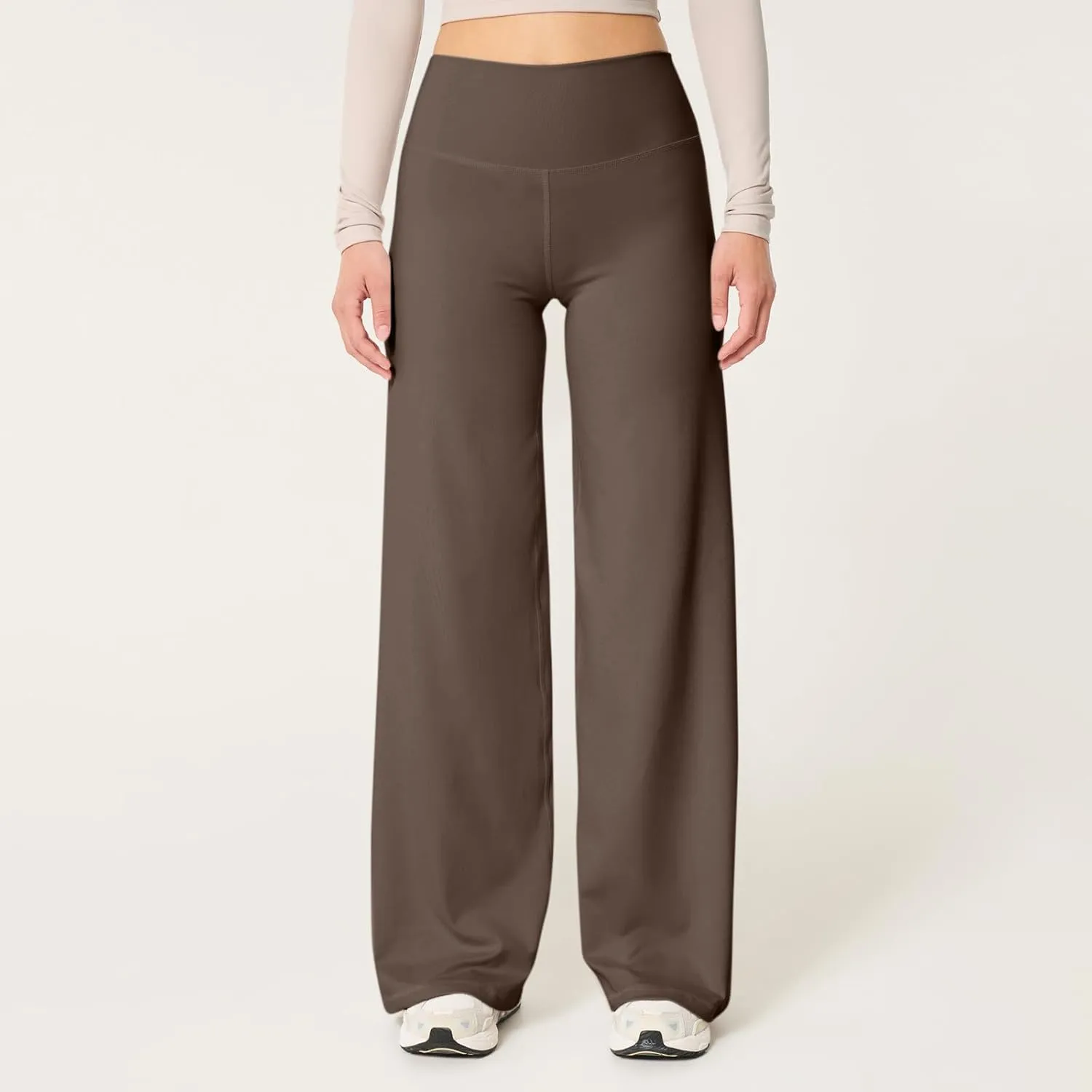 Wide Leg Yoga Pants Women Elastic High Waisted Lounge Pants Slim Fit Leggings Pull on Trousers Straight Leg Casual Pants