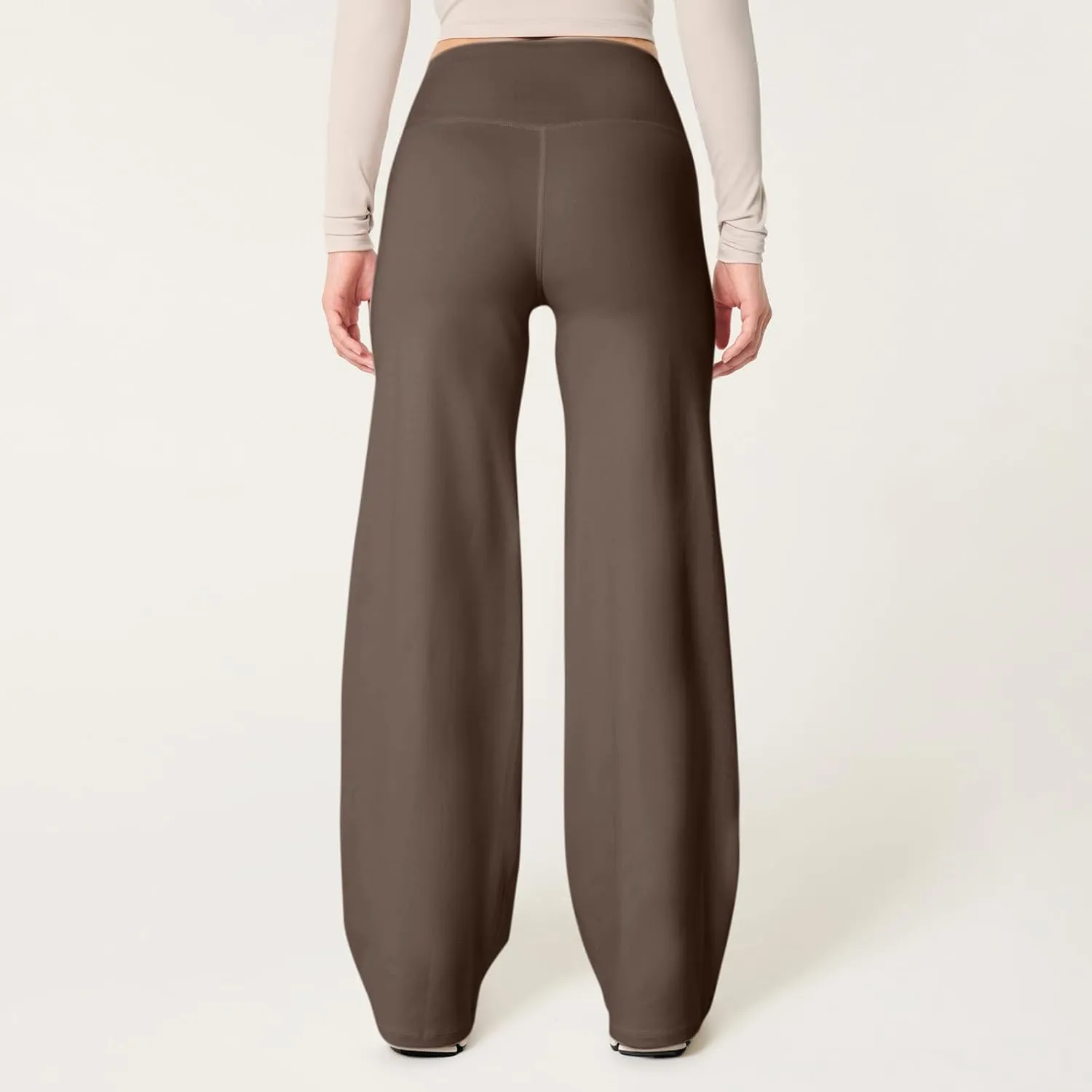 Wide Leg Yoga Pants Women Elastic High Waisted Lounge Pants Slim Fit Leggings Pull on Trousers Straight Leg Casual Pants