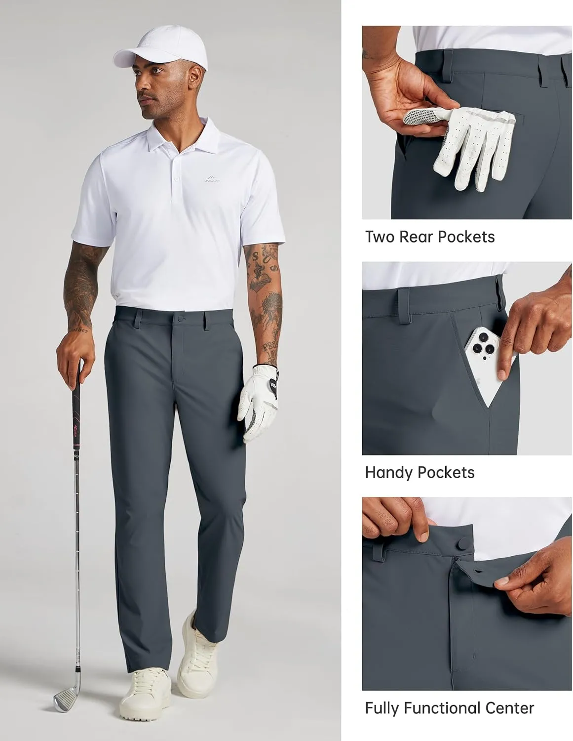 Willit Mens Golf Pants Stretch Dress Pants Quick Dry Work Business Slacks Casual Pants with 4 Pockets 30"/32"/34"