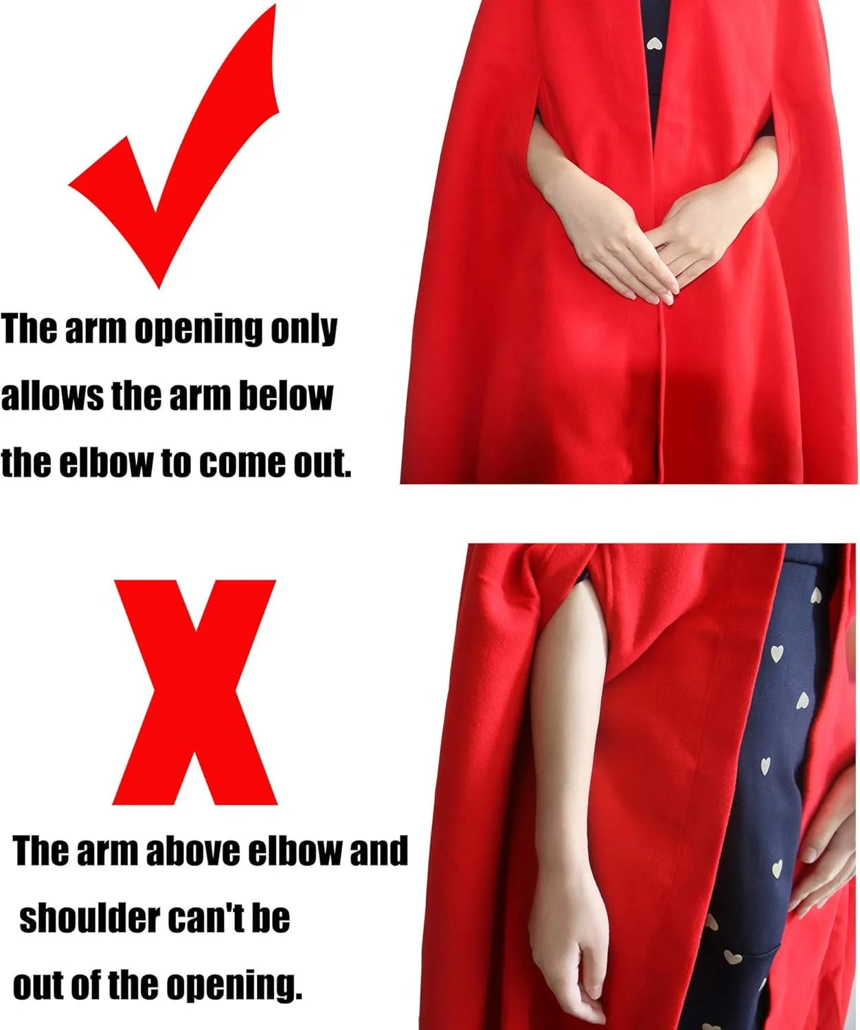 Winter Cape for Women Warm Red Cloak with Hood Wool Blend Poncho Cape Jacket