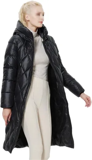 Winter Ladies Quilted Jacket Women Padded Parka Thickened Warm Mid-Length Cotton Coat