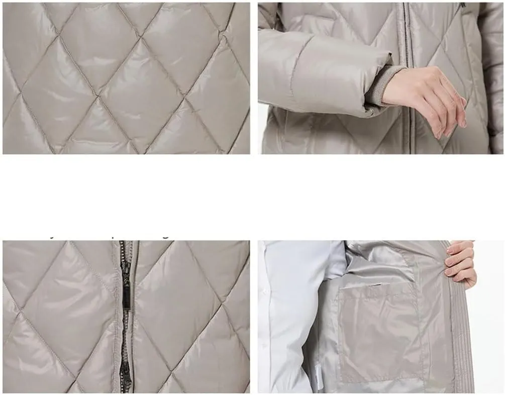Winter Ladies Quilted Jacket Women Padded Parka Thickened Warm Mid-Length Cotton Coat
