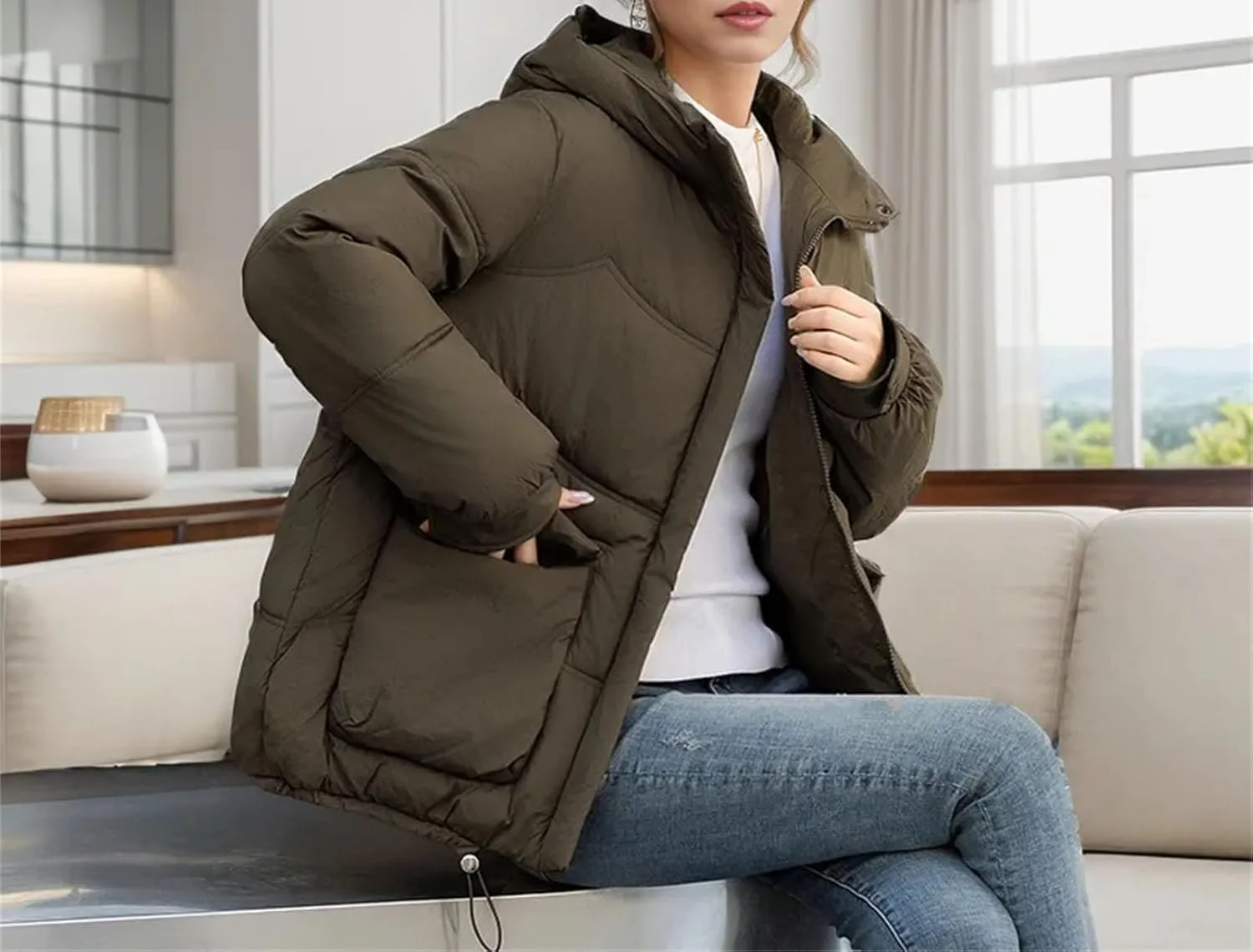 Winter Padded Coat Women Short Hooded Thicken Down Cotton Jacket Warm Fashion Loose Puffer Coat