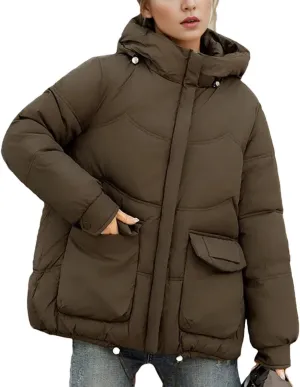 Winter Padded Coat Women Short Hooded Thicken Down Cotton Jacket Warm Fashion Loose Puffer Coat
