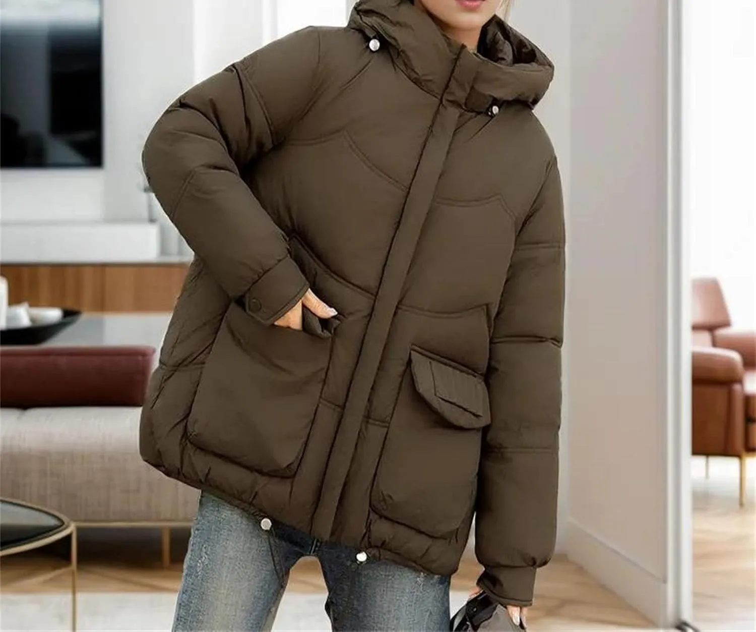 Winter Padded Coat Women Short Hooded Thicken Down Cotton Jacket Warm Fashion Loose Puffer Coat