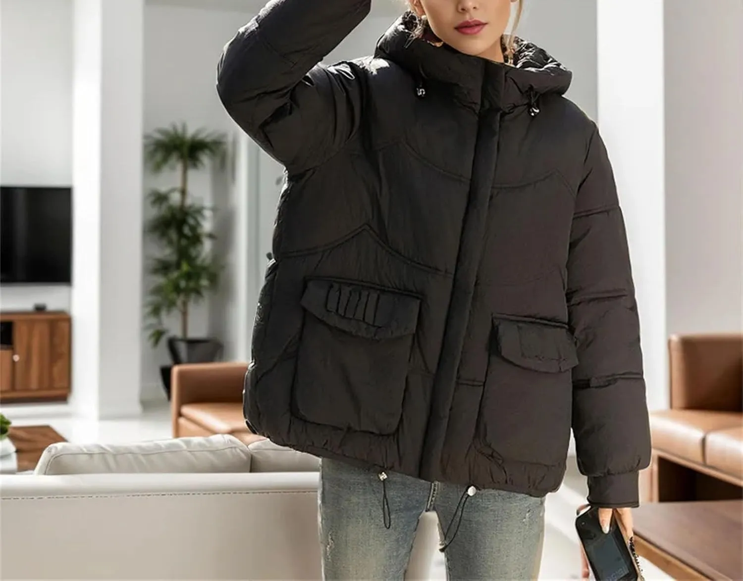 Winter Padded Coat Women Short Hooded Thicken Down Cotton Jacket Warm Fashion Loose Puffer Coat