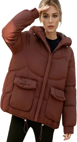 Winter Padded Coat Women Short Hooded Thicken Down Cotton Jacket Warm Fashion Loose Puffer Coat