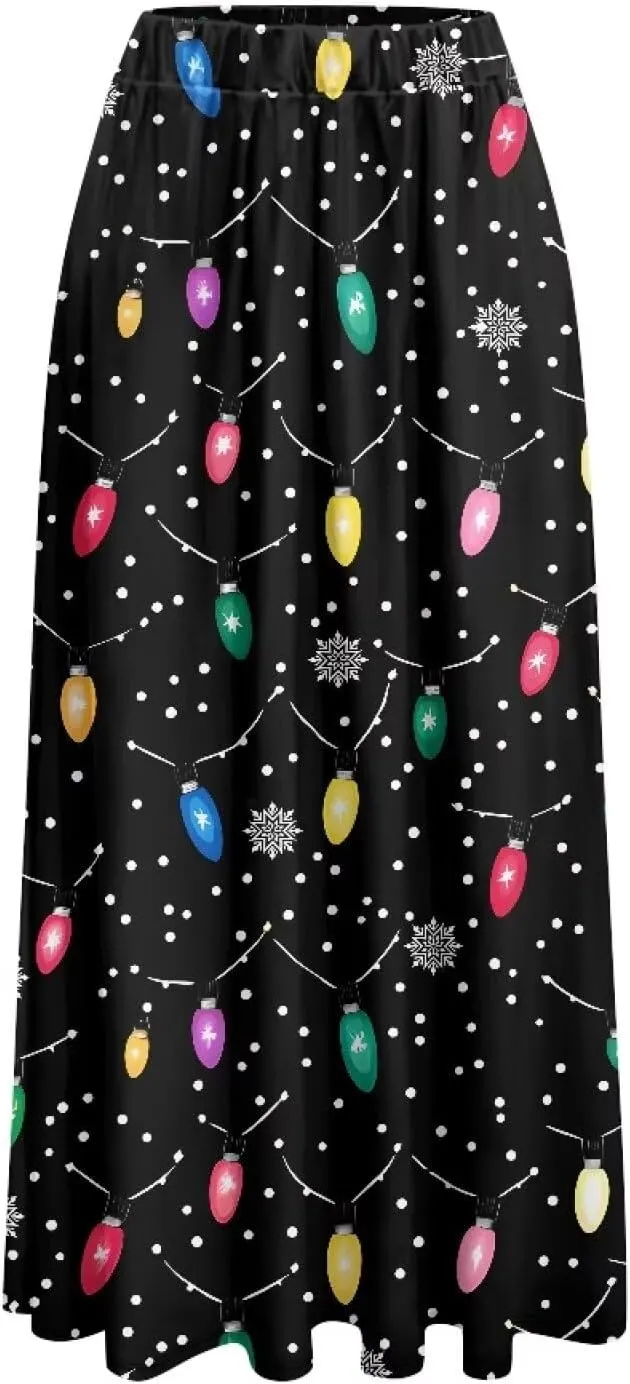 Women Full Length Skirt High Waisted Long Skirts with Pockets Lightweight Soft Flowy Swing A Line Maxi Skirt S-2XL