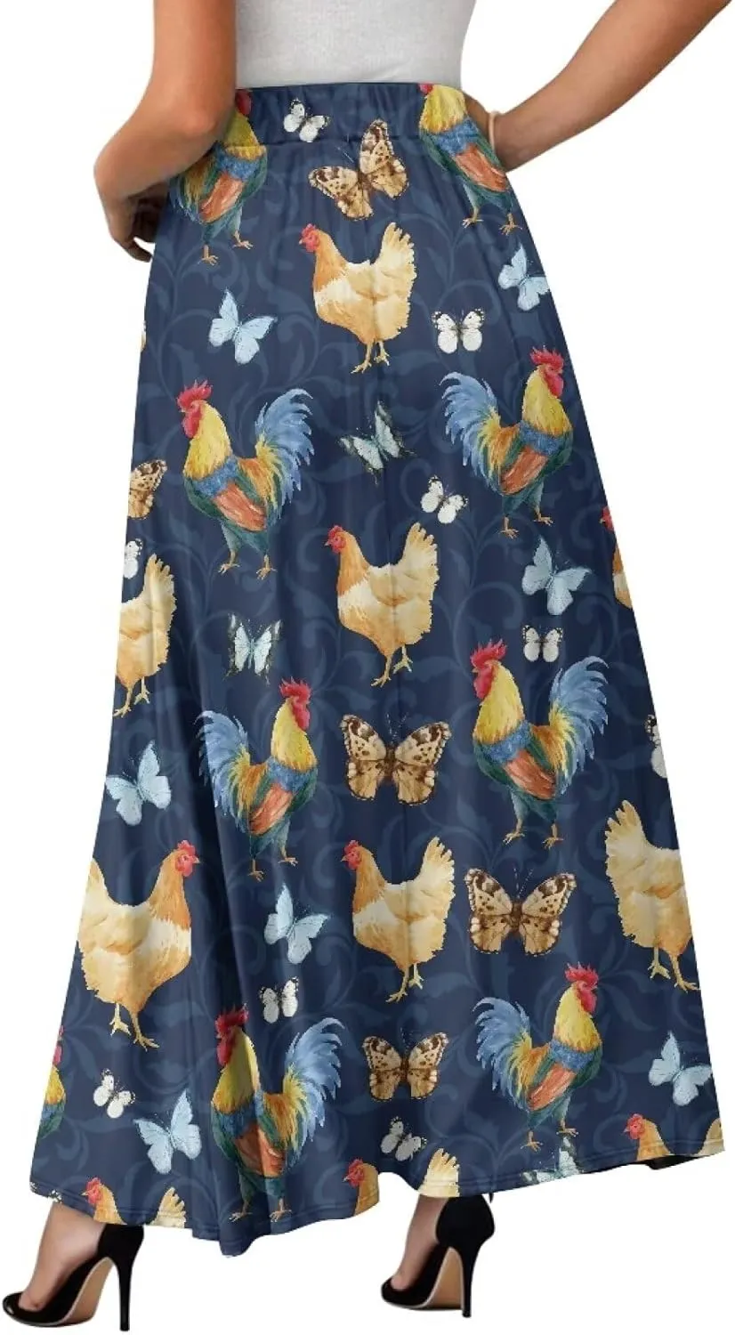 Women Full Length Skirt High Waisted Long Skirts with Pockets Lightweight Soft Flowy Swing A Line Maxi Skirt S-2XL