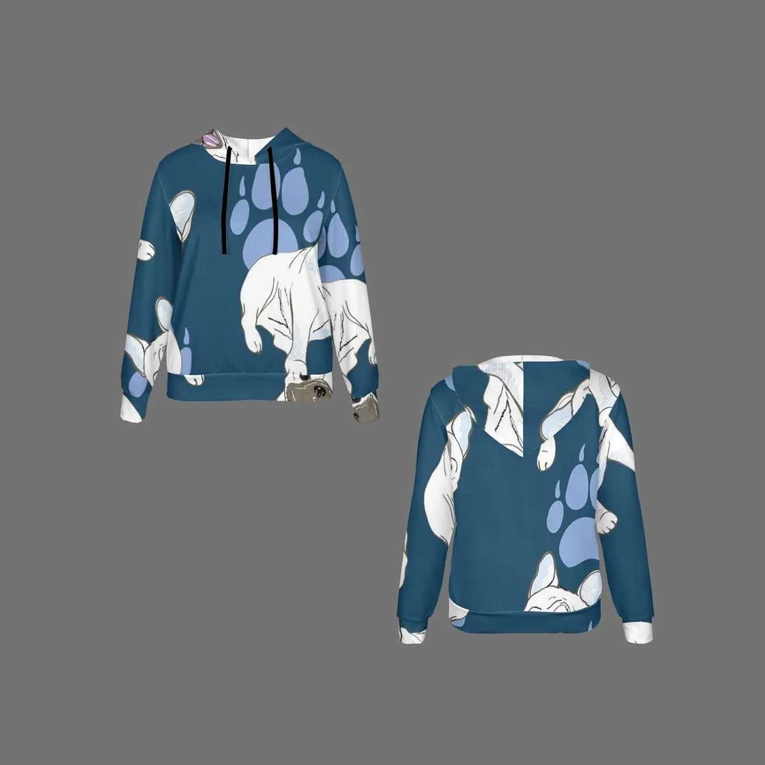 Women Hoodie Boston Terrier Pattern Oversized Drawstring Sweatshirts Hoodies Long Sleeve Shirts Pullover Clothes