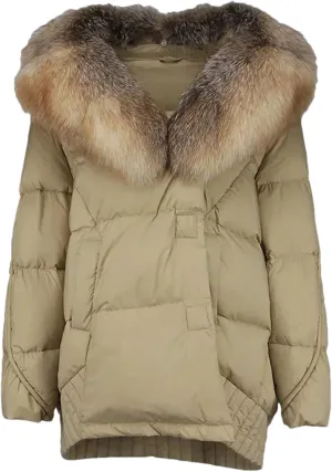 Women Plush Stand Collar Down Jacket Elegant Warm Single Breasted Long Sleeve Parka Coat
