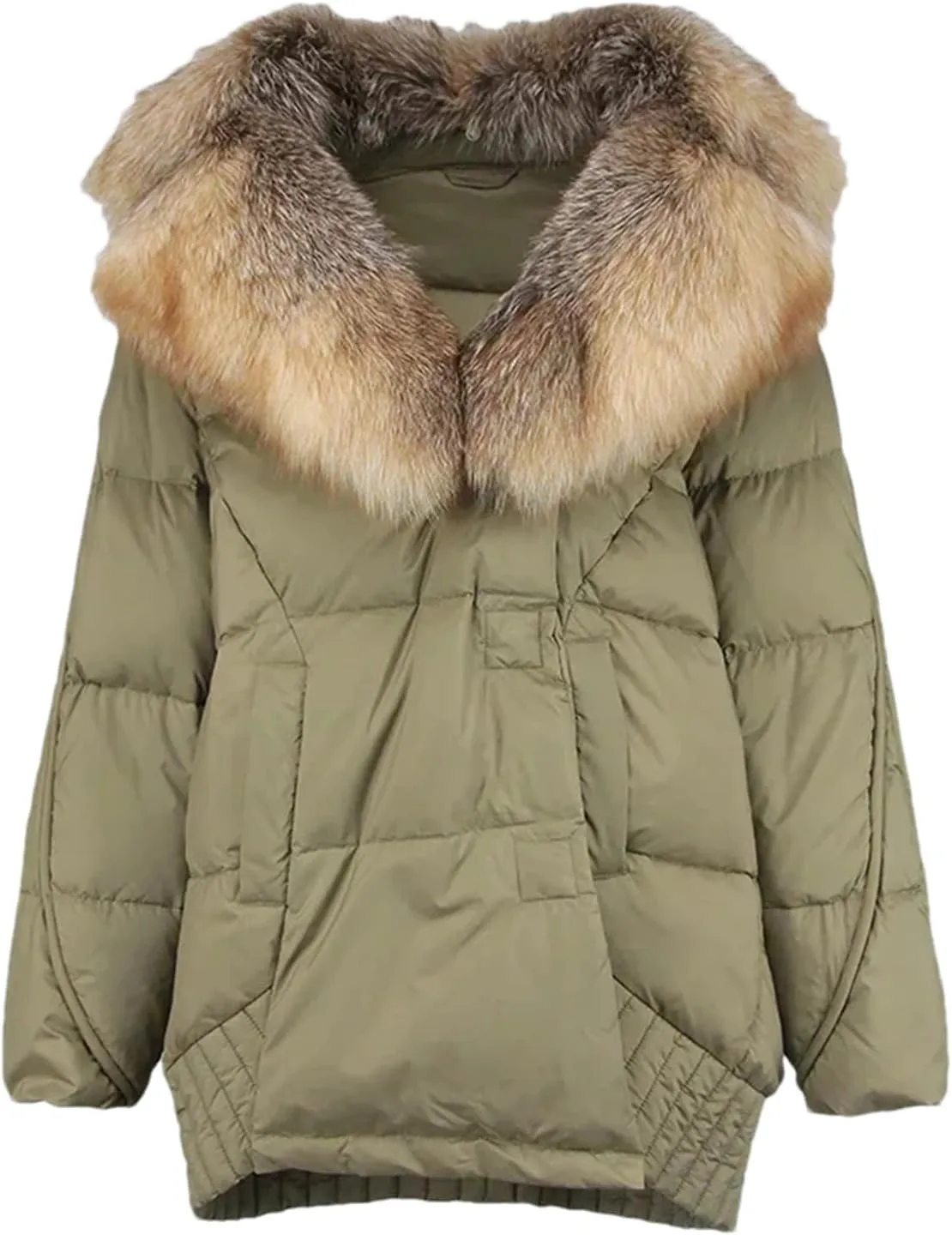Women Plush Stand Collar Down Jacket Elegant Warm Single Breasted Long Sleeve Parka Coat
