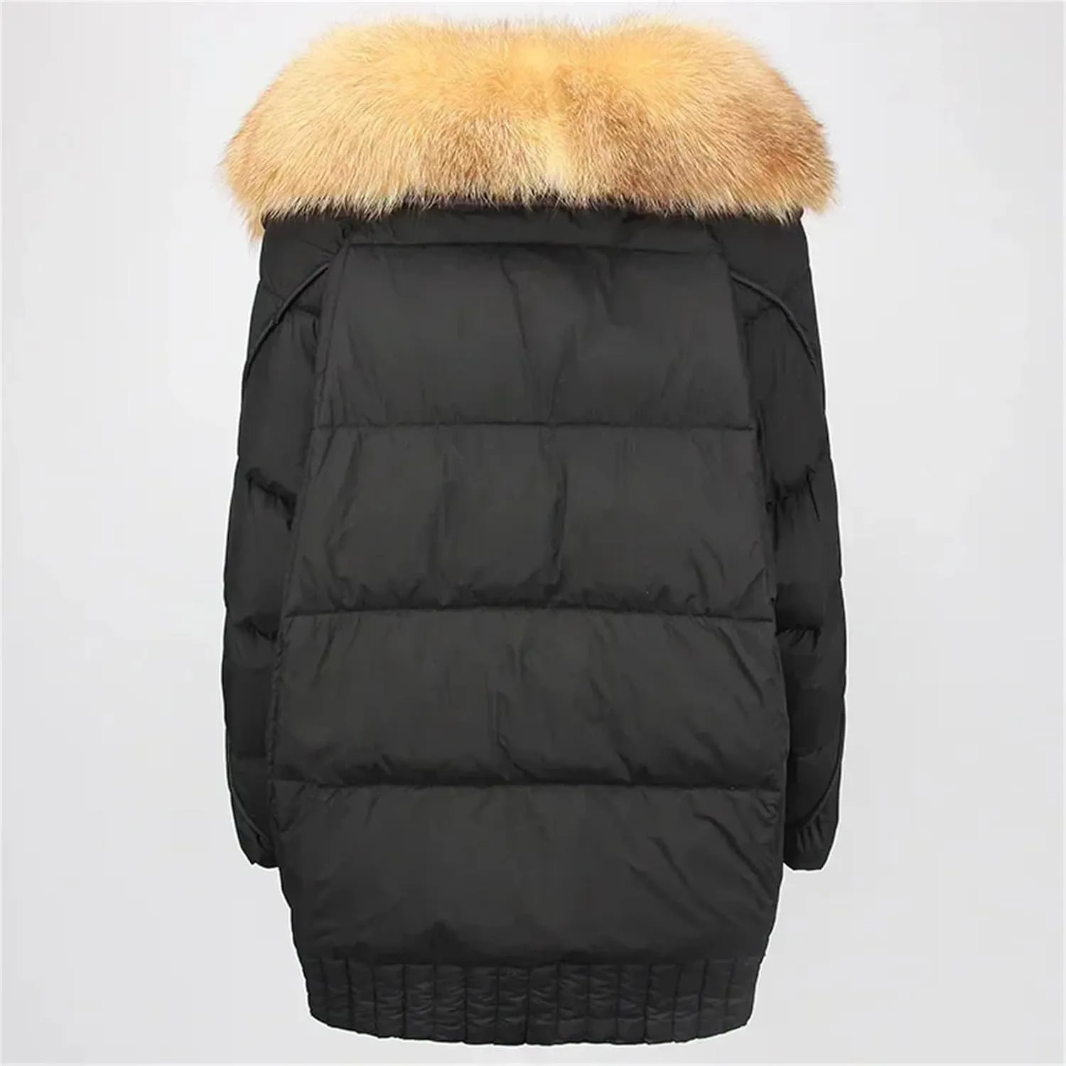 Women Plush Stand Collar Down Jacket Elegant Warm Single Breasted Long Sleeve Parka Coat