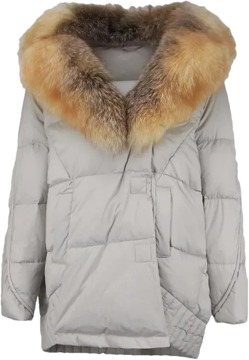 Women Plush Stand Collar Down Jacket Elegant Warm Single Breasted Long Sleeve Parka Coat